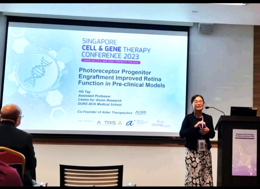 Tay speaks at a conference as part of her present-day translational work. // Credit: Tay Hwee Goon