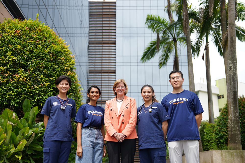 Dean Klotman with students at Duke-NUS