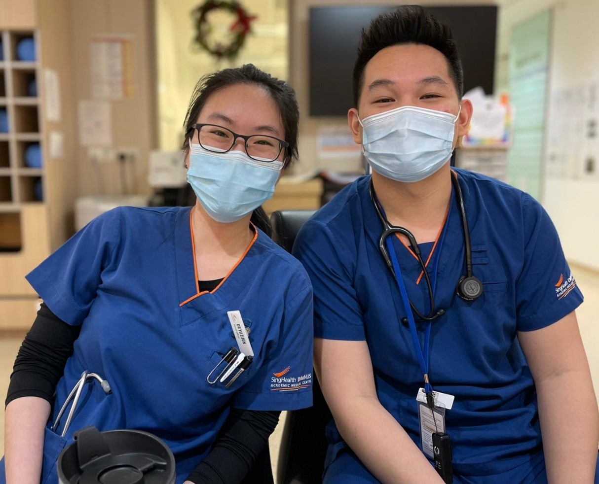 Dr June Yu Zijun (left) and a colleague